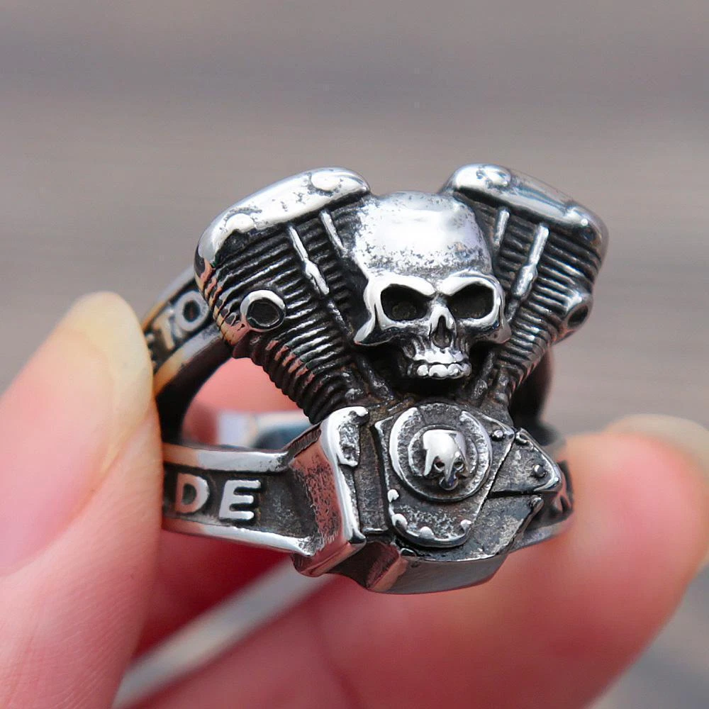 Steel biker hotsell rings