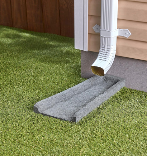 Premium Rubber Downspout Splash Block, Rain Guard, Stone Textured Drain Extender - Picture 5 of 7