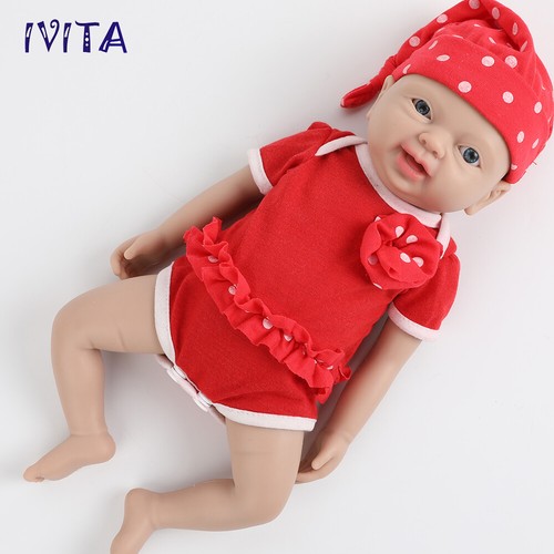 15'' IVITA Reborn Baby Girl Blue Eyes Full Sililcone Baby Floppy Doll Gift - Picture 10 of 10