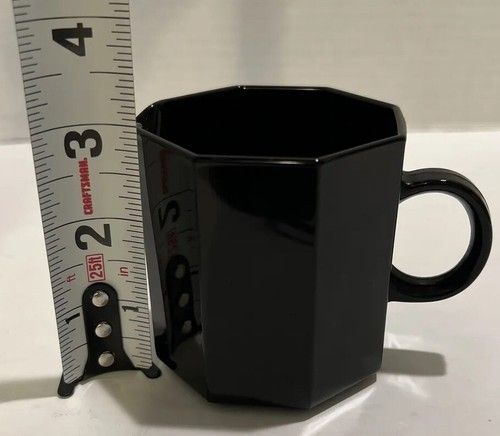 Vintage Arcoroc France Black Octagon Shaped Glass Creamer Small Pitcher - Picture 5 of 5