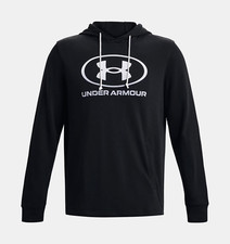 NEW UNDER ARMOUR Rival Terry Graphic Loose Hoodie Sweatshirt Mens UA Small Black