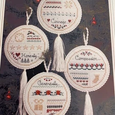 Christmas Virtues 2 Ornaments Cross Stitch Pattern Honesty Courage Compassion