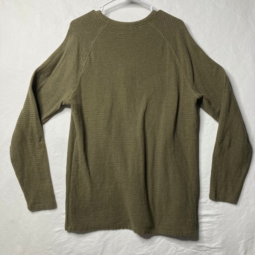 Camisa informal suéter con textura de montaña verde oliva Henley de diseño alpino XL para hombre - Imagen 3 de 11