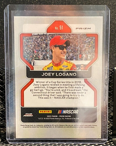 🔥 Joey Logano 2022 Prizm Racing Silver Prizm Card # - 51🔥 - Picture 2 of 2
