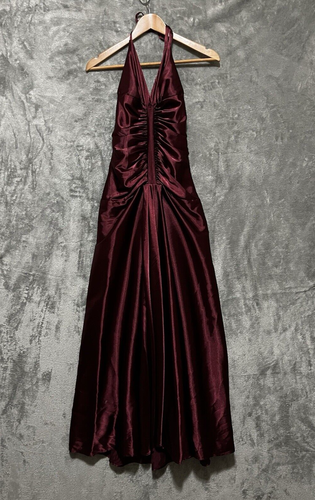 Vintage Jessica McClintock Gown Dress size 4 Red Maroon Halter