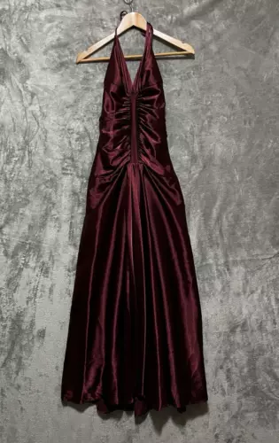 Vintage Jessica McClintock Gown Dress size 4 Red Maroon Halter