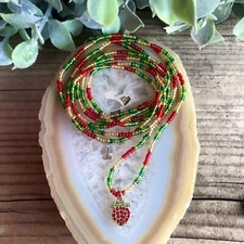 Tie on African Waist Beads with Charm Weight Loss Belly Chain