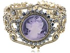 Bracelet manchette strass cristal spécial femme camée lavande