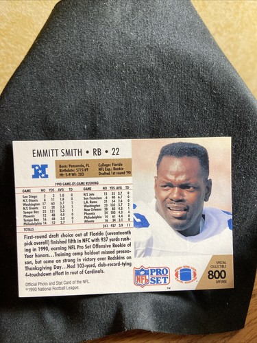 1990 Pro Set - #800 Emmitt Smith (RC) - Bild 2 von 2