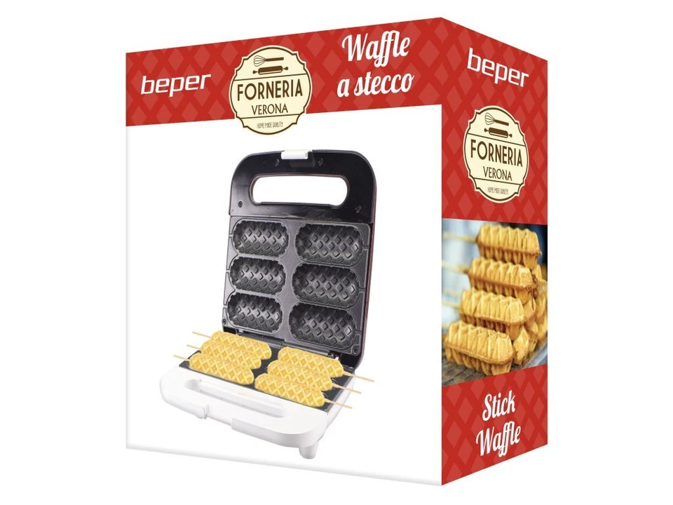 BEPER S.R.L. Waffeleisen für Waffeln am Spieß / Waffelmaker Waffelautomat Antihaftbeschichtet