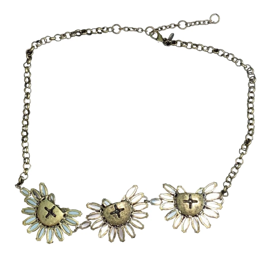 "Collar cuello babero tono bronce floral verde J.Crew 18""+ bisutería" Foto 4 de 4