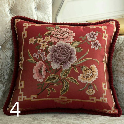 2 Stück Überwurf Sofa Kissenhülle Bezug Kissen Vintage Stickerei Blumen Wohndeko - Bild 17 von 20