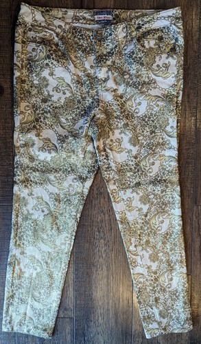 Hot Kiss Distance Vintage Skinny Lily Gold & White Women's Jeans Size 17/18 Cool - Picture 1 of 17