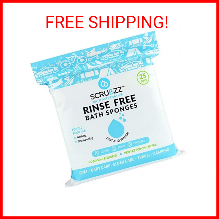 Scrubzz Disposable No Rinse Bathing Wipes 25 Pack Allin1 Single