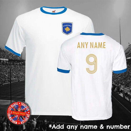 Kosovo Personalised Football Ringer T-shirt Kosovan Albania Unisex Gift