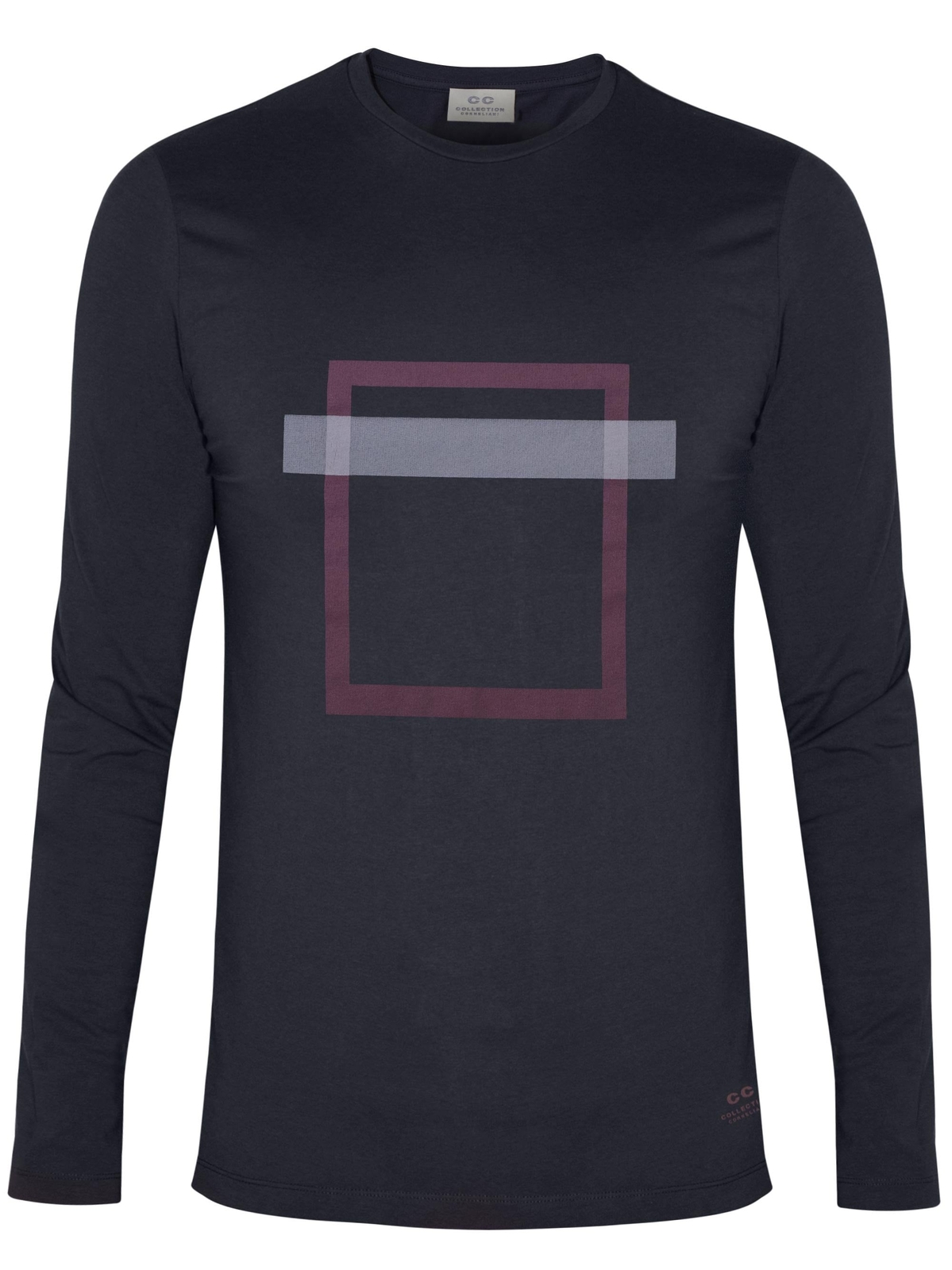 CC Collection Corneliani Navy Square Print T-Shirt CC Collection Corneliani Navy Square Print T-Shirt