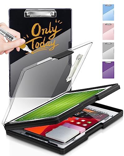 Heavy Duty Clearview Clipboard Folder File Case with 2 Storage and Pen Holder - Foto 1 di 7