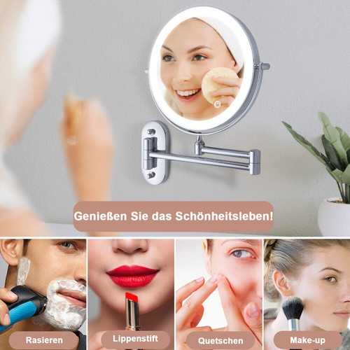 Kosmetikspiegel LED Beleuchtet 1X / 10X Vergrößerung Wand Schminkspiegel Spiegel - Bild 6 von 20