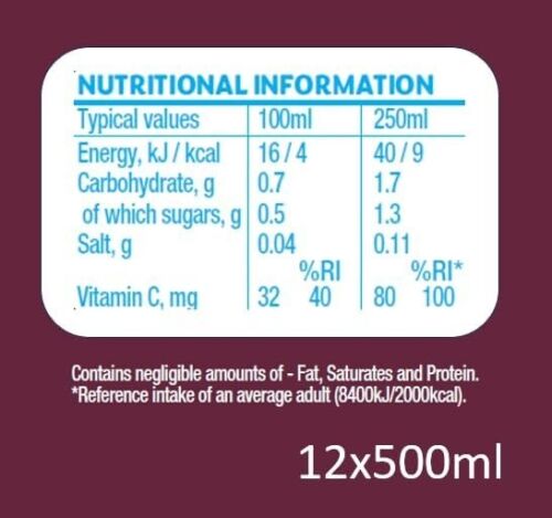 Ribena Blackcurrant Juice Drink No added Sugar 500ml - Multipack of 12 | Real B - Picture 4 of 5