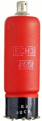ECH3 Triode-Hexode. Eine historische Radioröhre von Mazda, Frankreich. ID20206