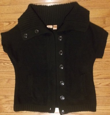 NORTH CREST CLASSIC WOMEN'S 14/16 COTTON BLEND BLACK SWEATER S/S NICE 8422-9