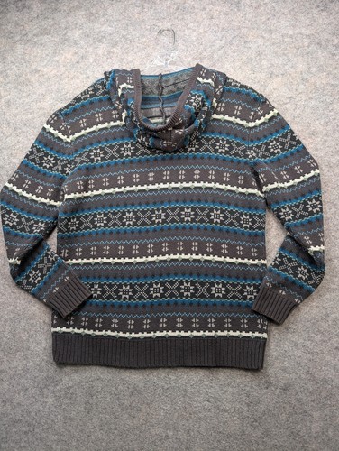 Moderner Unterhaltungspullover Herren Large Mehrfarbig Fair Isle Pullover Kapuze Skater - Bild 2 von 10