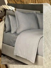 The Threadery Cotton Cashmere European Pillow Sham Light Grey 26" x 26" NWT