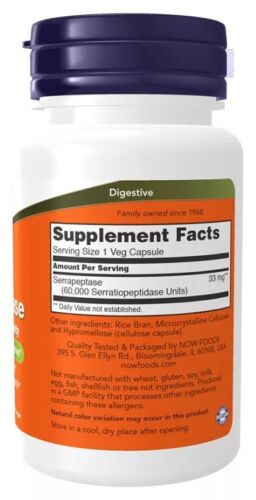 Now Foods Serrapeptase (60,000 SPU) - 60 Vege Kapseln Unflavoured - Bild 2 von 3