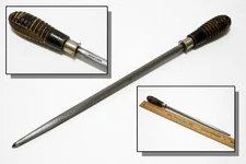 Big Vintage Butchers Sharpening Steel With Wooden Handle Nichols Bros 19 Inch