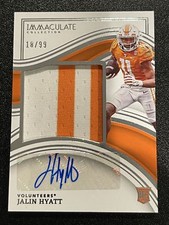 2023 IMMACULATE COLLECTION COLLEGIATE #/99 RC PATCH AUTO #14 JALIN HYATT VOLS NY