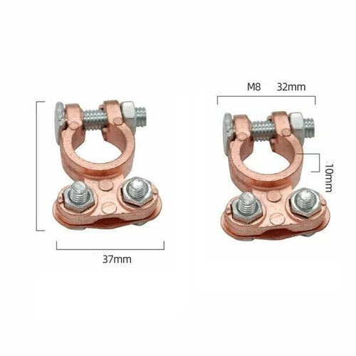 2 Heavy Duty Car Battery Terminals Clamps Screw Connection Positive & Negative - Picture 8 of 9
