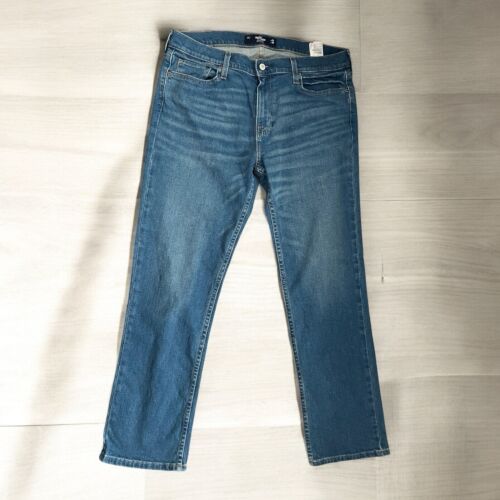 Pantalones de mezclilla Hollister ajustados rectos Epic Flex para hombre talla 34 34x30 azul lavado medio - Imagen 2 de 4