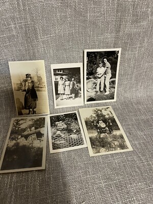 Lot Of 6 Black And White Early 1900s Photographs Instant Ancestors Logger Buggy
