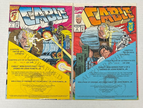 Marvel Comics CABLE 1-2 SET SIGNED JOHN ROMITA JR 604/2500