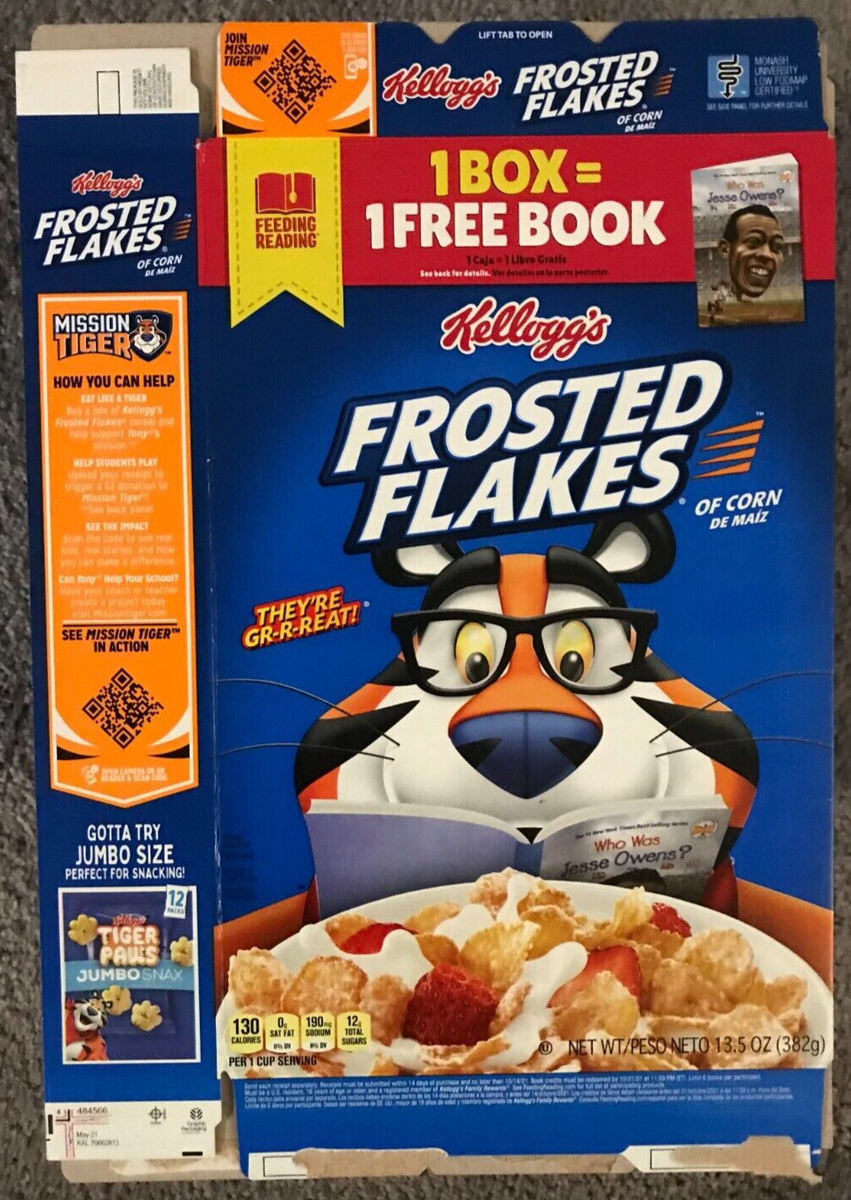 EMPTY Kellogg's Frosted Flakes Free Book Offer Cereal Box Tony
