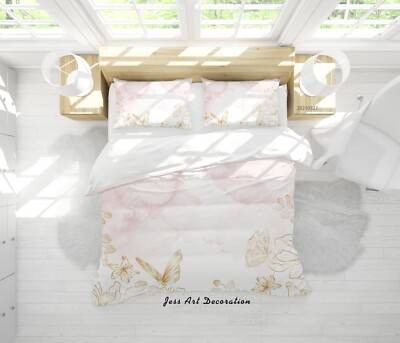 3D Pattern Floral Butterfly Quilt Cover Set Duvet Cover Bedding Pillowcases 320