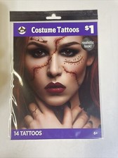 Halloween Costume Scars Stitches Temporary Tattoos With Realistic Effect 14pc 6 
