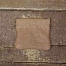 John Pearse Leather Mini Squeeze Pouch, 2-1/2"x2-3/4",  Cream