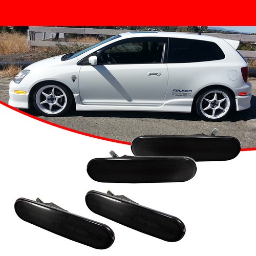 Smoke Front Amber Rear Red LED Side Marker Lamp For 02-05 Honda Civic Si EP3 3DR - 第 4/12 張圖片