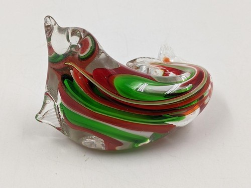 Art Glass Seal Paperweight – Red Green White Clear - Picture 3 of 5