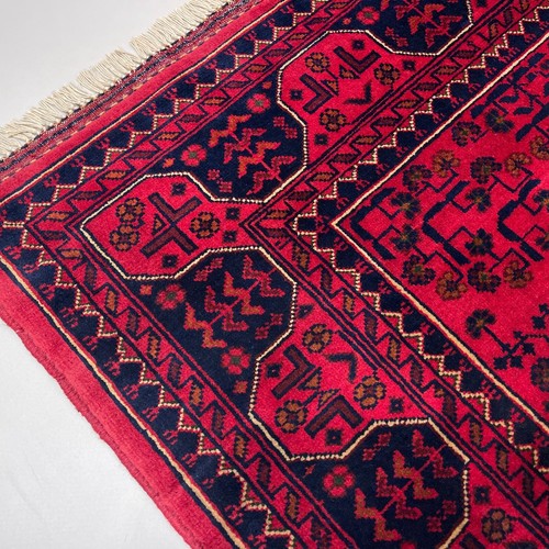 Alfombra de lana afgana Khal Mohammadi hecha a mano (3'3" x 4'9") Borgoña - Imagen 7 de 9