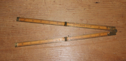 Antique C-S Co. Pine Meadow 2 Foot Folding Ruler Wood and Brass 24 Inch - Picture 3 of 3