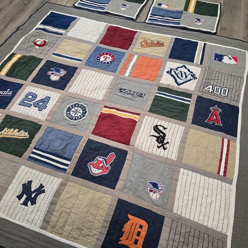 Pottery Barn teen MLB Baseball Team Logo Quilt & Sham Set By Sports Patchwork F/ - Picture 3 of 19