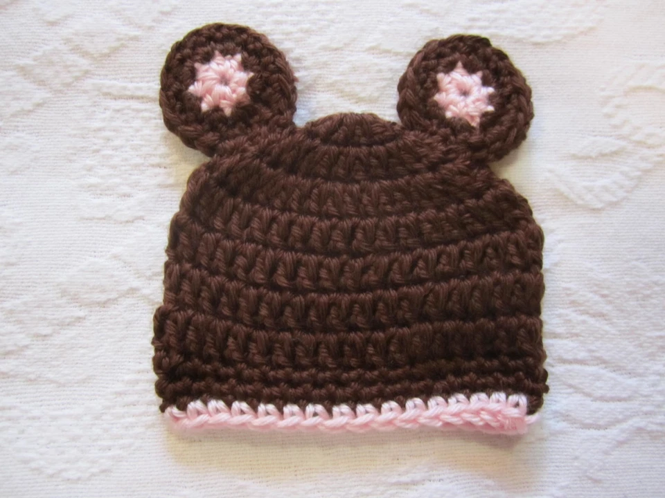 Sombrero de oso tejido a una mano 4 niño o niña 3 tallas, MICRO, PREMATURO, GEMELOS RECIÉN NACIDOS Foto 3 de 3