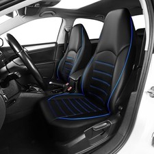 Classic Universal PU Leather Car Front Seat Covers High Back Bucket Black Blue