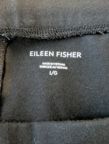 EILEEN FISHER Women Elastic Waist Straight Leg Pants Black Large Organic Cotton - Picture 5 of 9