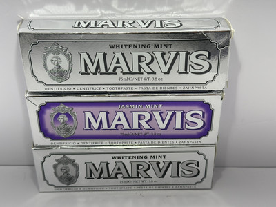 Marvis Whitening &jasmine Mint 3 Pack Xylitol Fluoride Free Oral Care 3.8oz