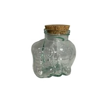 Italian Vintage Clear Glass Elephant Canister Large Round Cork Top   Apothecary