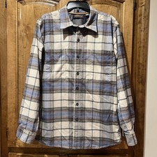 RIDGECUT Toughwear Flannel LS Button Pocket Zipper Cream/Gray Shirt Mens Large