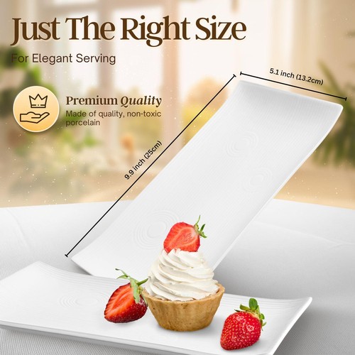 White Serving Platters - 4 Pack Rectangular Serving Plate - 10 Inch Long Rect... - Picture 6 of 9
